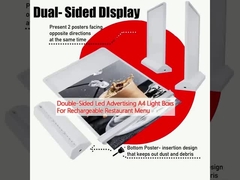再充電可能なレストランメニューのための二面LED広告A4ライトボックス