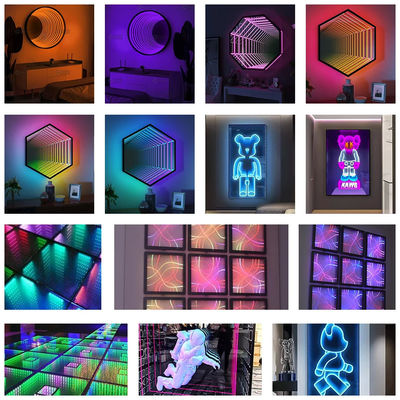 ホーム マジック ミラー ニュオンサイン インフィニティ ニュオン LED RGB 掲示板 3D ガラス ニュオンサイン